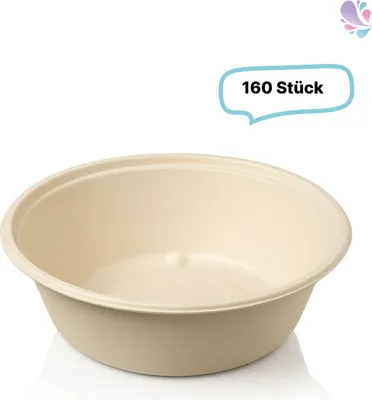 Produktbild von Salatboxen Salatschalen FIX 1200ml aus Bagasse 160 Stück, to go, take away, biologisch abbaubar, umweltfreundlich