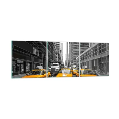 Produktbild von Bilder auf glas - Taxi Stadt Straße Transport - 120x40cm - Glasbilder - Wandbilder - Kunstdruck - zum Aufhängen bereit - Wanddekoration aus Glas - Glas Bilder - Wandbild auf Glas - GCA120x40-2695