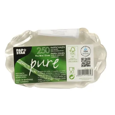 Zdjęcie produktu dla Tacki jednorazowe Papstar Pure seria owalna białe 9 x 16 cm 250 szt