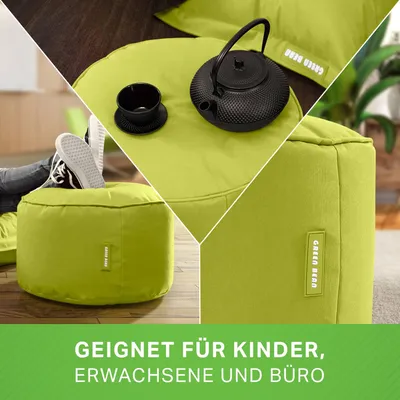 Produktbild von Green Bean® Sitzsack-Hocker "Stay" 45x25cm mit EPS-Perlen Füllung - Fußhocker Sitz-Pouf für Sitzsäcke - Fußablage Sitzkissen Sitzhocker Grün