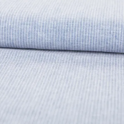 Produktbild von Leinenstoff Meterware Baumwollstoff Chambray Nadelstreifen blau 1,38m