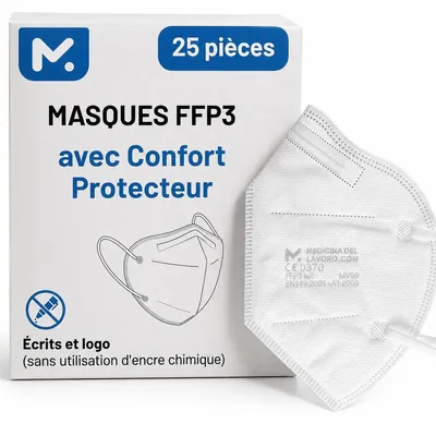 Produktbild von FFP3 Atemschutzmaske Gesichtsmaske Mundschutz - 5-lagig - Ohne Ventil - 25 Stück