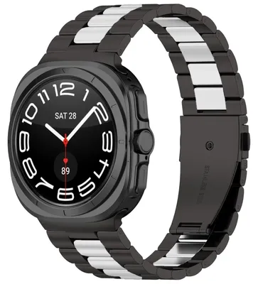 Immagine prodotto di Per Samsung Galaxy Watch 8 / 8 Classic tre perline in acciaio inox sostituzione Smart Watch Band con strumento nero / argento