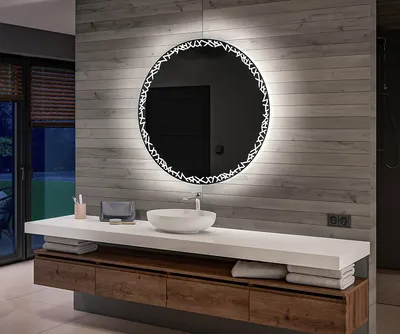 Obrázok produktu pre Moderne Nástenne okrúhle zrkadlo do kupelne s osvetlenim LED s batériovým 60x60 cm | Farba LED: Biela studená 7000K | OKRBP115