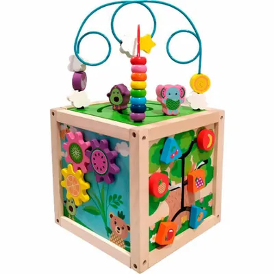 Immagine prodotto di Cubo sensoriale di attività in legno Frootimals