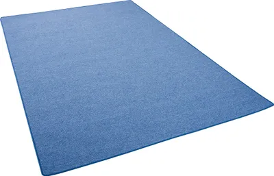 Produktbild von Feinschlinge Schlingenteppich Velours Teppich Modern Einfarbig, Größe:80x160 cm, Farbe:Blau