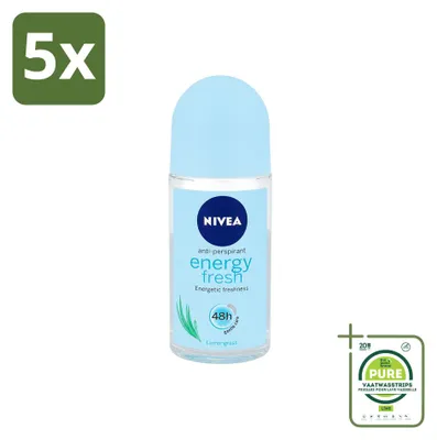 Obrázek produktu pro 5 kusů antiperspirantního roll-onu NIVEA Energy Fresh pro ženy - 50 ml - balení