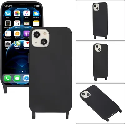 Produktbild von Mobigear Lanyard iPhone 14 Silikon Handykette - Schwarz