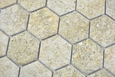 Produktbild von Handmuster Keramik Mosaik Hexagon Granit beige Mosaikfliese Wand Fliesenspiegel Küche Bad MOS11H-1100_m