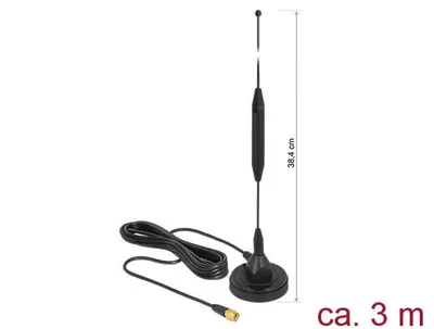 Produktbild von DeLOCK 12423, 3,5 dBi, 0.824 - 0.960 / 1.710 - 2.200 GHz, 50 Ohm, Omnidirektionale Antenne, SMA, Vertikale Polarisation
