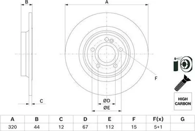 Produktbild von 2x BOSCH Bremsscheibe 0 986 479 F13 passend für MERCEDES-BENZ A-Klasse (W177)