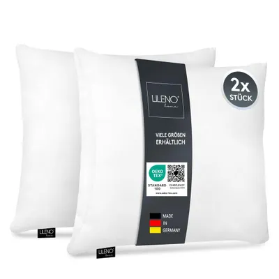 Produktbild von LILENO HOME Microfaser Kissen 45x45 cm [2er Set] bis 95 Grad waschbar mit Reißverschluss - Kopfkissen 45x45 cm als Kissen-Füllung für Bett oder als Deko-Kissen - Sofa-Kissen & Zier-Kissen