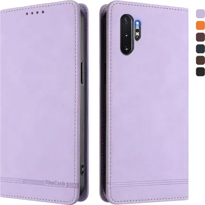 Image de Etui pour Samsung Galaxy Note 10+/Note 10 Plus 5G, étui rétro en cuirPolyuréthaneavec support et fentes pour cartes Violet