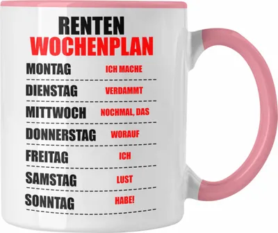Produktbild von Trendation - Renter Tasse Ruhestand Geschenk Rente für Mann Frau Lustig Renteneintritt Abschied Rentnerin Spruch (Rosa)