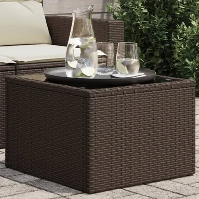 Produktbild von Maison Exclusive - Gartentisch mit Glasplatte Braun 55x55x37 cm Poly Rattan