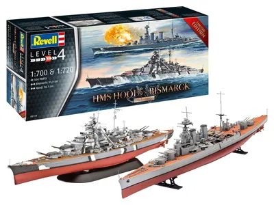 Produktbild von Revell 05174 HMS Hood vs. Bismarck 80th Modell Bausatz 1:700 / 1:720 in