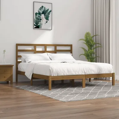 Produktbild von The Living Store Massivholzbett Honigbraun 200x200 cm