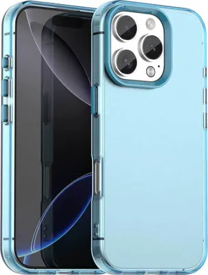 Produktbild von Handyhülle für iPhone 16 Pro Schlank Durchscheinend Matt Stoßfest Schutzhülle Blau
