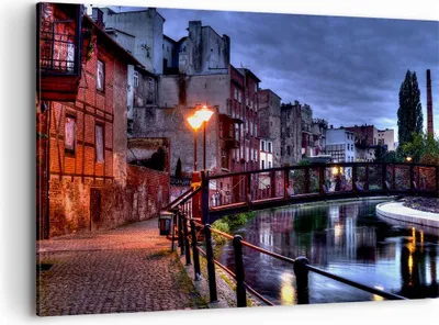 Produktbild von Bild auf Leinwand - Leinwandbild - Architektur Altstadt Stadt Fluss - 120x80cm - Wand Bild - Wanddeko - Leinwanddruck - Bilder - Kunstdruck - Leinwand bilder - Wandkunst - AA120x80-0500