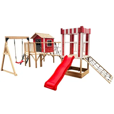 Produktbild von HOME DELUXE - Spielpark WUNDERLAND - Kiefernholz, 555 x 340 x 215 cm, zum Schaukeln, Klettern, Rutschen, Buddeln I Kinderpark Outdoor Spielplatz Klettergerüst