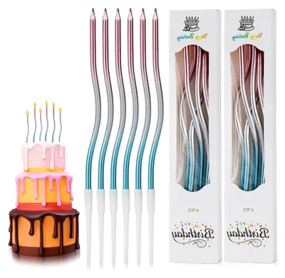 Produktbild von 12 Stück Spiralkerzen für Torten, Geburtstagskerzen und Hochzeitsfeiern