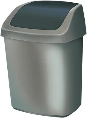 Produktbild von Famanu Abfalleimer 10 Liter - Schwarz/Hellgrau mit abnehmbarem Deckel