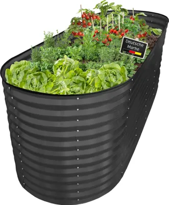 Produktbild von Hochbeet Metall oval 240x80x78cm anthrazit, Pflanzbeet wetterfest, Gartenbeet