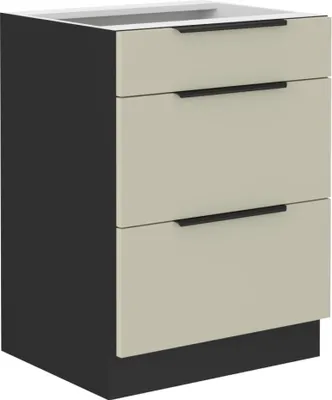 Produktbild von Kondela Unterer Küchenschrank Araka 60 D 3S BB – Kaschmir / Schwarz