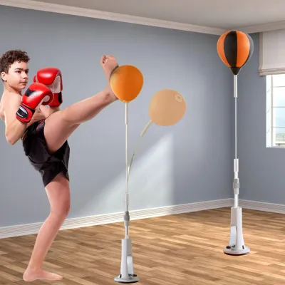 Produktbild von Boxsack mit Ständer, höhenverstellbar, Box-Reaktionsgeschwindigkeits-Trainingsball für den Innenbereich, vertikal, für Kinder und Erwachsene, Stressabbau, Box-Reaktionsball, Heim-Fitnessgerät
