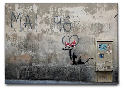 Immagine prodotto di Giallobus - Mai 1968 topo - Banksy - 140L x 100l cm - Quadro - Tela Canvas Telaio Standard