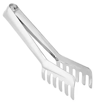 Spaghettizange aus Edelstahl, Kammform, 19 cm, silber
