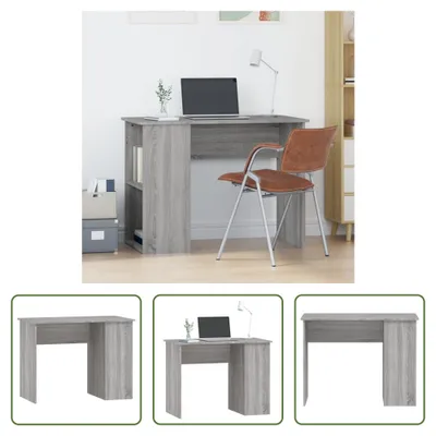 Image de The Living Store Bureau gris Sonoma 100x55x75 cm bois composite