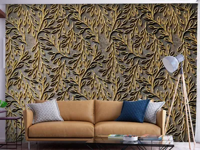 Produktbild von Vlies Fototapete Abstrakt 400x280 cm Tapeten Wandtapete XXL goldene Blätter Ornament b-A-0684-a-a