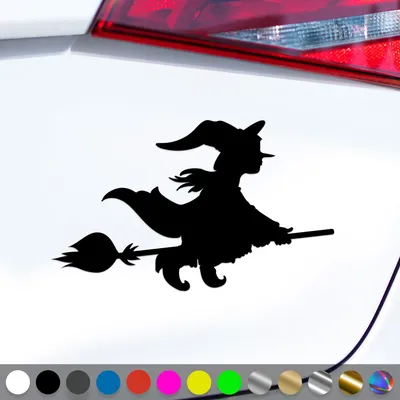 Produktbild von PantherPixel Hexe Aufkleber Gothic Esoterik Magische Besen Sticker Auto Geschenkidee Farbe Schwarz
