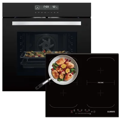 Produktbild von KB ELEMENTS Sparset, Einbauherd Set, Herdset, Induktionskochfeld 60cm, Einbaubackofen 60cm, 15 x Funktionen, Airfry-Funktion, Full Touch, A+, DV2/104