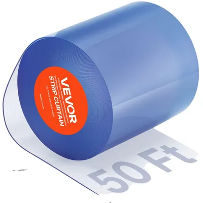 Immagine prodotto di Tenda a strisce VEVOR, 50' di lunghezza x 8" di larghezza x 0,08" di spessore, tenda a strisce in PVC trasparente e liscia, rotolo grande, strisce per porte in plastica per stalli di animali