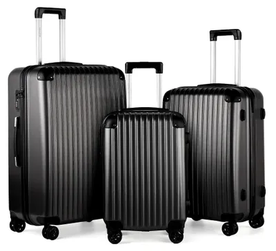 Produktbild von Kofferset 3-teilig, Hartschalenkoffer Set aus ABS, Reisekoffer mit Rollen, Gepäck-Sets (Set-M–L–XL, Dunkelgrau)