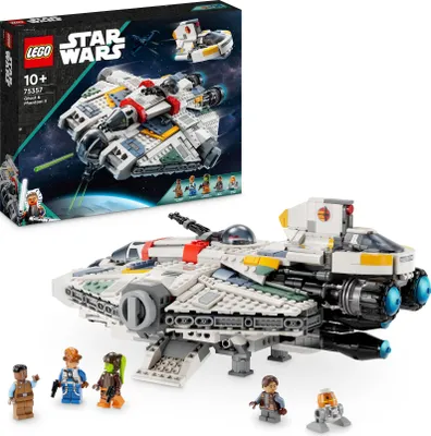 Produktbild von LEGO 75357 Star Wars Ghost & Phantom II Set mit 2 aus Bausteinen gebauten Ahsoka-Fahrzeugen, baubares Raumschiff-Spielzeug mit 5 Charakteren, darunter Jacen Syndulla und einer Chopper-Droidenfigur