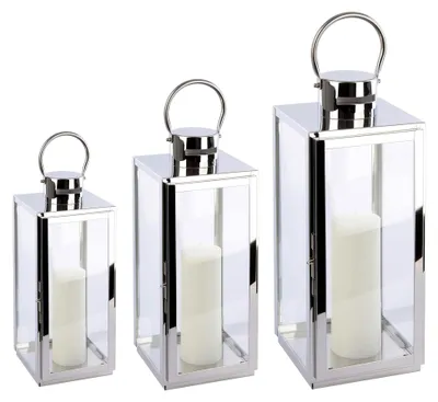 Produktbild von Laterne XL Set 3 Gartenlaterne Metall Windlicht Deko Kerzenhalter für Outdoor und Indoor