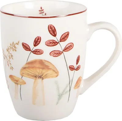 Image de Clayre & Eef Tasse 350 ml Beige Porcelaine Champignons