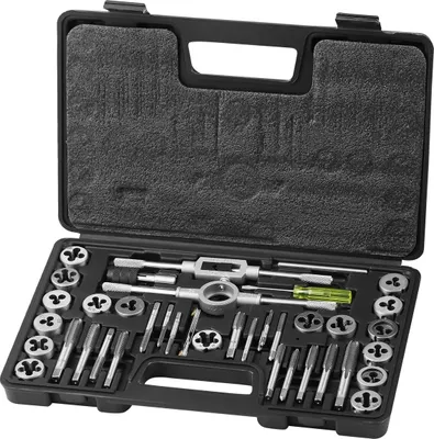 Immagine prodotto di Set di maschi e filiere 40 pezzi, misura metrica da M3 a M12, utensile per filettatura in acciaio per cuscinetti