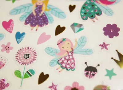 Produktbild von Aufkleber - Feen und Blumen - Vergoldung und Glitter