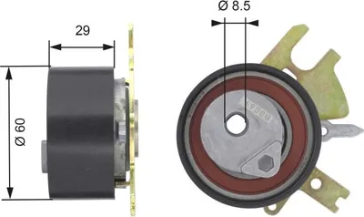 Produktbild von GATES T43089 Spannrolle Zahnriemen Ø60mm für FORD MONDEO IV Turnier (BA7) Focus II Schrägheck (DA, HCP, DP) S-MAX (WA6) Focus II Kombi (DA, FFS, DS)