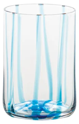 Image de Zafferano Lot De 6 Verres Tumbler Tirache En Verre Soufflé À La Bouche Couleur Aquamarine, Design Élégant Avec Des Lignes Travaillées À La Main