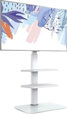 Produktbild von Drehschiefer TV-Ständer mit 3 Ebenen für 32-60 Zoll, höhenverstellbar, Glasfuß