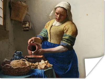 Produktbild von MuchoWow® Poster Das Milchmädchen - Kunst - Alte Meister - Vermeer 120x90 cm - Wandbild