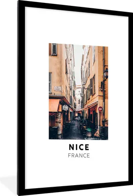 Produktbild von MuchoWow® Gerahmtes Poster Frankreich - Nizza - Straße 60x90 cm - Poster mit Schwarzem Bilderrahmen Wandposter Rahmen Foto Bilder - Dekoration - Wandposter Wohnzimmer - Hochwertig