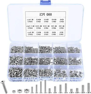 Produktbild von Schrauben- und Mutternsortiment 880-teilig M2 M2,5 M3 Edelstahl
