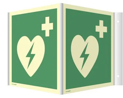Produktbild von Dreifke® Winkelschild Automat. ext. Defibrillator, Kunststoff, nachl.,160-mcd...