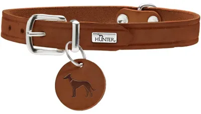 Productafbeelding van Hunter halsband, model Aalborg, kleur cognac, maat: 37 cm / breedte: 1,4 cm
